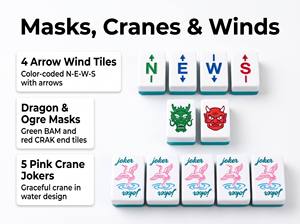 Juego de Mahjong Americano de Acrílico Estilo Chino en Azul Oscuro - 160 Fichas, Incluye Paisajes, Flores, Dragones y Monstruos - Product Image 5