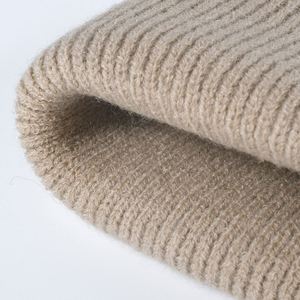 Jacquard Winter Big Head Circunference Brimless Knitted Gorro de lana grueso cálido para mujer - Product Image 5