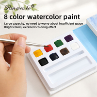 Carnet de peinture portable et détachable, mini carnet de croquis, bloc de papier aquarelle avec 8 couleurs d'aquarelle solide et pinceau