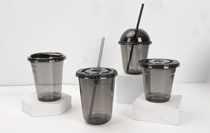 Gobelet à emporter en plastique PET simple paroi, givré transparent, diamètre 90 mm, avec logo personnalisé pour mariage, pour boissons froides, café, jus de citron - Product Image 6