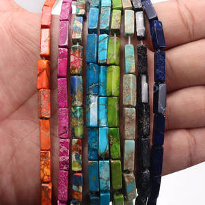 Venta al por mayor 4x13mm Natural Imperial jaspe oblongo cuentas sueltas cubo cuentas de piedra para la fabricación de joyas - Product Image 3