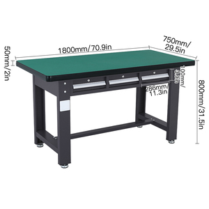 Bancs de travail professionnels en métal réglables en hauteur avec trois tiroirs pour atelier, école et usage commercial - Product Image 2
