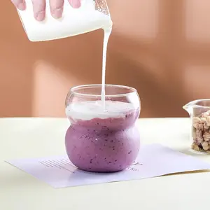 Çok boyutu sevimli süt kahve içecek bardağı soğuk sıcak içecek gözlük isıya dayanıklı şeffaf Milkshake su meyve suyu bardağı fincan