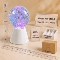 Mingxiong Moderne LED-Glitzerkugel-Nachtlicht Farbwechselnde Dekorative Beleuchtung Typ-C USB/Batterie für Schlafzimmer/Wohnzimmer