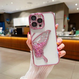 Glitter Quicksand Butterfly Gradient Case para <span class=keywords><strong>iPhone</strong></span> 16 15 14 13 <span class=keywords><strong>Pro</strong></span> <span class=keywords><strong>Max</strong></span> 16 Bling Plating Camera Protector Soft Funda a prueba de golpes - Product Image 6