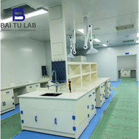 Banc de travail en PP Lab Island pour les tests de résidus acido-baseux alimentaires avec support à réactifs multifonction en PP et évier REACH Baitu lab