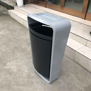 Vertical stainless steel trash can at the entrance and exit of elevator in shopping mall Metal Waste Outdoor Trash bin