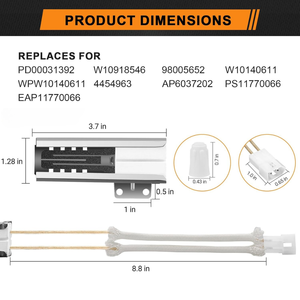 Allumeur de <span class=keywords><strong>four</strong></span> électrique à gaz W10918546, style plat, de qualité supérieure, remplacement pour W10140611 98005652 EAP11770066 4454963 W-H <span class=keywords><strong>Whirlpool</strong></span> - Product Image 2