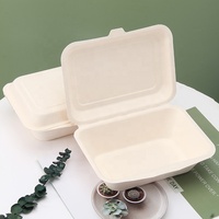 Récipient à lunch en papier de pulpe biodégradable respectueux de l'environnement avec couvercle Bagasse de canne à sucre 7X5 Boîte à bagasse à clapet alimentaire