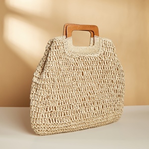 Bolso de Mano de Papel Tejido con Asa Calada, Duradero, Portátil, de Gran Capacidad, <span class=keywords><strong>para</strong></span> Viaje, Playa, Bolsos de Ganchillo <span class=keywords><strong>para</strong></span> Mujer - Product Image 3