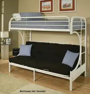 Marco de Metal Base futón cama litera doble completo blanco