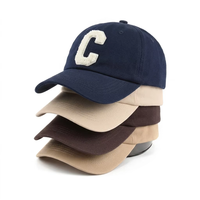 Casquette de baseball unisexe en sergé de coton non structurée à 6 panneaux, avec patch lettre en chenille personnalisé OEM, boucle métallique réglable, vente en gros