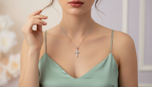 Pendentif haut de gamme en forme de croix infinie avec diamants naturels en or, bijoux fins alliant le spirituel et le style contemporain - Product Image 5