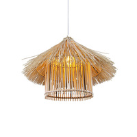 Lustre en rotin de style rural d'Asie du Sud-Est, personnalisé pour hôtel, comptoir de bar de restaurant, gîte, avec décoration d'oiseaux tressés