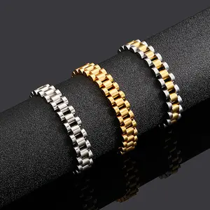 Charm Adjustable Wristband Link Bracelet Punk Jewelry Titanium Steel 10mm 12mm Solid Chain Bangle Bracelet Accessories Men Women