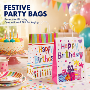 Custom Logo Printed Birthday <b>Party</b> Paper <b>Gift</b> <b>Bag</b> Ribbon Handle Kraft Paper <b>Bags</b> Eco Friendly Recycled Wholesale <b>Party</b> Favor - Product Image 6