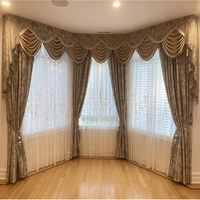 Rideaux de Fenêtre en Tissu Style Européen Occultants pour Salon avec Cantonnière en Dentelle pour la Décoration de Maison et d'Hôpital