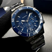 Montre chronographe de plongée pour homme avec lunette vert émeraude, cadran vert bicolore or rose, trois sous-cadrans, résistance à l'eau 100M, date