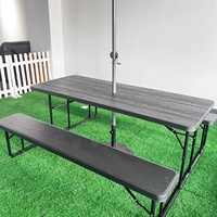 Table et banc de pique-nique pliable, offre spéciale, ensemble, en plastique, avec motif de Grain de bois, Patio, jardin