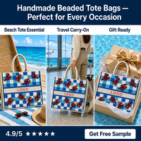 Sac fourre-tout perlé fait main motif homard, sac de plage en toile à carreaux, cadeau de mariage, logo personnalisé, vente en gros OEM