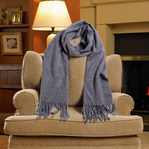 100% याक ऊन स्कार्फ शॉल लक्जरी हाथ खींचा सादा रंग कस्टम लोगो मुद्रण महिलाओं के लिए आंतरिक मोंगोलिया से शीतकालीन गौण - Product Image 2