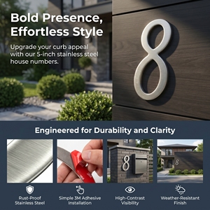 Targa per Porta Moderna in Acciaio Inossidabile Resistente all'Acqua per Appartamenti, Ville, Hotel e Residenze con <span class=keywords><strong>8</strong></span> Numeri Civici e Garanzia di 3 Anni - Product Image 3