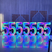 Lettres et chiffres lumineux néon à changement de couleur RVB, grands chiffres LED pour décorations de fête d'anniversaire ou de mariage