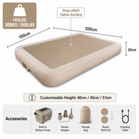 Matelas Gonflable Double avec Pompe à Batterie Intégrée, Tissu Drop-stitch, Portable pour la Maison, le Camping, l'Hôtel, Vente en Gros