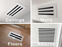 Diffuseur linéaire en aluminium réglable pour grille d'aération, facile à nettoyer, pour système de ventilation de retour d'air CVC au plafond, au mur ou au sol