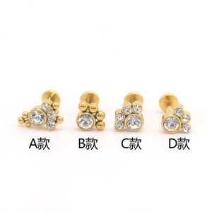 Clous d'oreilles en acier inoxydable avec motif floral en cristal pour piercing du cartilage, bijoux cadeau - Product Image 4