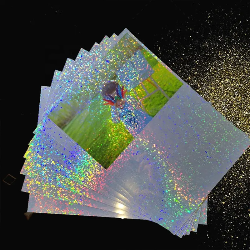 2023 Druckbare holo graphische Werbe materialien Lösungsmittel Inkjet Laser PVC Wasserdichter Kristallglas-Glitter