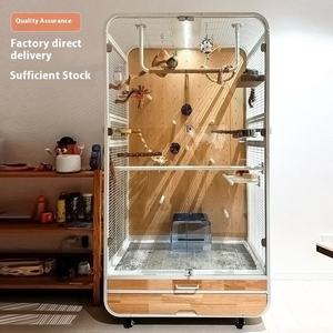 Spaziosa Villa per <span class=keywords><strong>Pappagalli</strong></span> in Legno Massello con Gabbia Panoramica in Rete Metallica Rimovibile per Uccelli di Piccola Taglia - Product Image 2