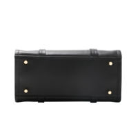 Hochwertige, professionelle, elegante schwarze PU-Leder-Tragetasche mit Henkel für Damen, Büro-Handtasche mit abnehmbarem Umhängegurt