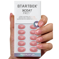 BTArtbox doux Gel XCOAT 3D Floral presse sur les ongles en gros court amande fait à la main bleu français pointe faux ongles