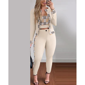 Offre Spéciale printemps et automne Style européen et américain mode de rue femmes gilet Cardigan Leggings costume trois pièces - Product Image 5