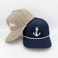Casquette Snapback 5 Panneaux Personnalisée Imperméable avec Logo en Patch Tissé au Laser et Corde, Chapeau de Golf Unisexe Anti-UV, Vente en Gros OEM