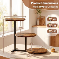 Chariot à 3 niveaux avec plateau en bois plat pour les goûters, présentoir à desserts, plateau rond en bois de manguier, plateau personnalisé en bois et plateau à biscuits