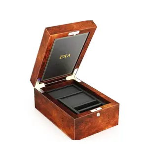 custom design dark burl wood small phone packaging box