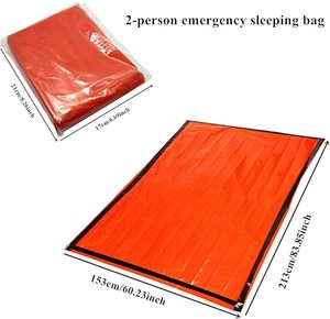 Sac de couchage d'urgence hivernal pour 2 personnes, ultra léger, imperméable, thermique, type enveloppe XL, rembourré en polyester - Product Image 2