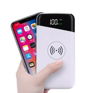 울트라 슬림 iq 무선 전원 은행 10000mah 두 USB 출력 입력