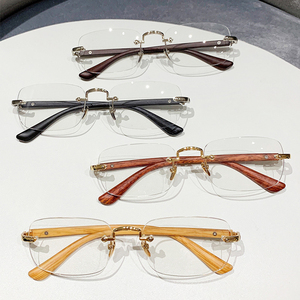 Montature per <span class=keywords><strong>Occhiali</strong></span> Senza Cornice Effetto Legno di Grande Vendita, <span class=keywords><strong>Occhiali</strong></span> <span class=keywords><strong>da</strong></span> <span class=keywords><strong>Vista</strong></span> Senza <span class=keywords><strong>Montatura</strong></span> per Ottica con Cornice Dorata di Marca - Product Image 2