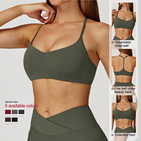 Soutien-gorge de sport yoga pour femme à maintien élevé, bretelles réglables, respirant, léger, extensible dans les quatre sens (Spandex/Nylon), avec rembourrage avant amovible