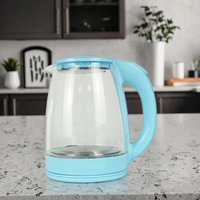 Bouteille d'eau chaude électrique en verre borosilicate transparent tendance, 2L, 1500W, portable, contrôle de la température, maintien au chaud