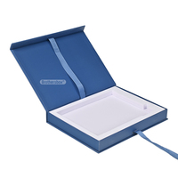 Fabricante Personalizado, Solución Integral, Empaque de Plástico con Inserto, Caja de Regalo con Cierre Magnético Azul y Cinta