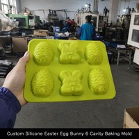 Moule de cuisson élégant en silicone pour œufs de Pâques et lapins, 6 cavités, pour biscuits, fondants et décorations de gâteaux, flexible, antiadhésif, qualité alimentaire