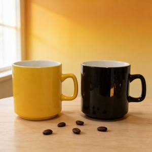 Tazas y Jarras de Porcelana HARVIT HY113-MC025, <span class=keywords><strong>Taza</strong></span> Minimalista de Gres <span class=keywords><strong>con</strong></span> Acabado Negro y Asa, de un Solo Tono - Product Image 2