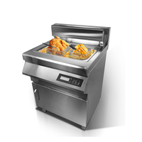 Friteuses à Induction Professionnelles 35L Grande Capacité, Commandes Tactiles, Robinet de Vidange d'Huile et Filtration Intégrée avec Meuble