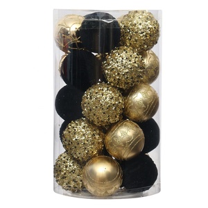 SHUANGYUAN Boules <span class=keywords><strong>de</strong></span> Noël en plastique dorées à paillettes <span class=keywords><strong>de</strong></span> 6 cm, très vendues, décoration suspendue pour arbre <span class=keywords><strong>de</strong></span> Noël - Product Image 1