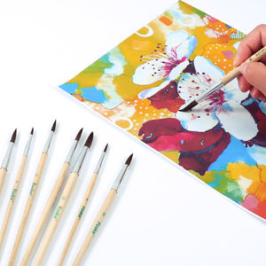 Foska 4 pièces rond aquarelle pinceau ensemble poils de crin pour aquarelles acryliques encres <span class=keywords><strong>Gouache</strong></span> huile et tempera - Product Image 5