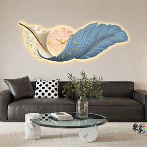<span class=keywords><strong>Design</strong></span> all'ingrosso led luce da parete arte moderna decorazione per la casa di lusso piuma murale <span class=keywords><strong>soggiorno</strong></span> orologio da parete dipinti - Product Image 4